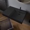 Black Ceramic Wall Mounted or Vessel Sink With Counter Space